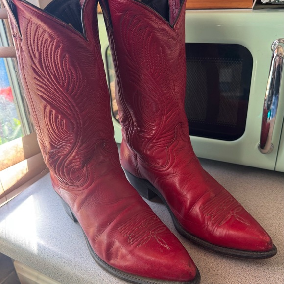 Abilene Boot Co. Red leather cowboy boots 9 western vintage 90s cowgirl 80s - Picture 12 of 16